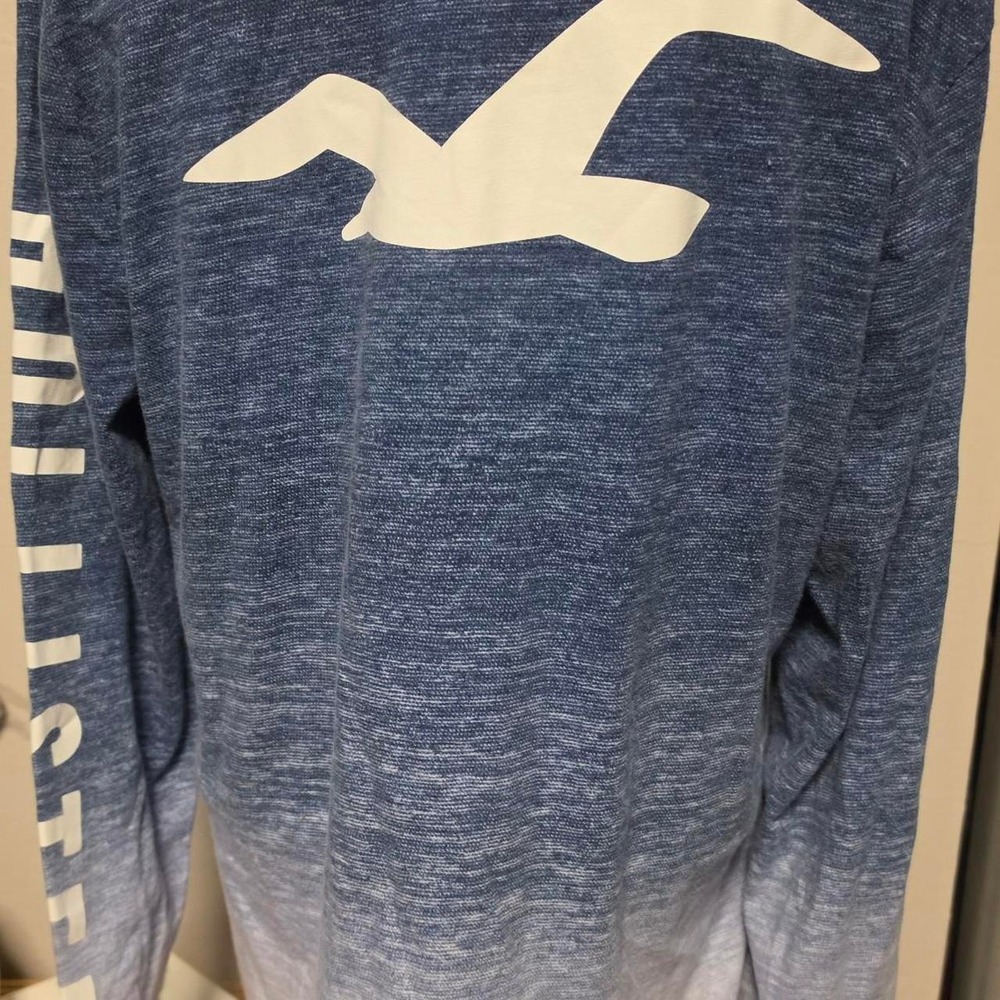 Hollister Womens Long Sleeve Blue Space Dye Seagull Graphic Tee Shirt Small